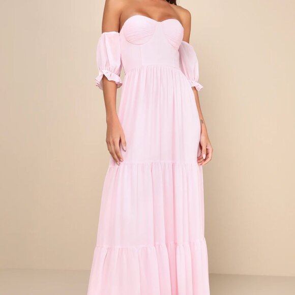 NWT Pink Lulu's Off the Shoulder Dress Size Medium Retail $100 - Picture 3 of 7